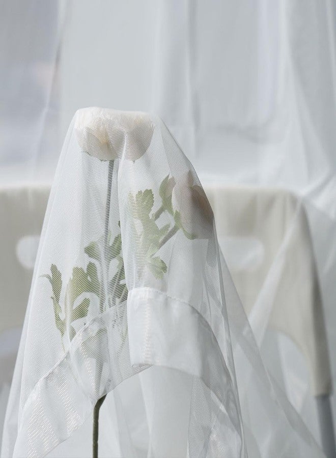 Fancial Sheer White Curtains, 84 inch Length 2 Panels Set, Rod Pocket Voile Fimly Drapes for Living Room/Bedroom, 2pcs, Each 42" W x 84" L - Image 5